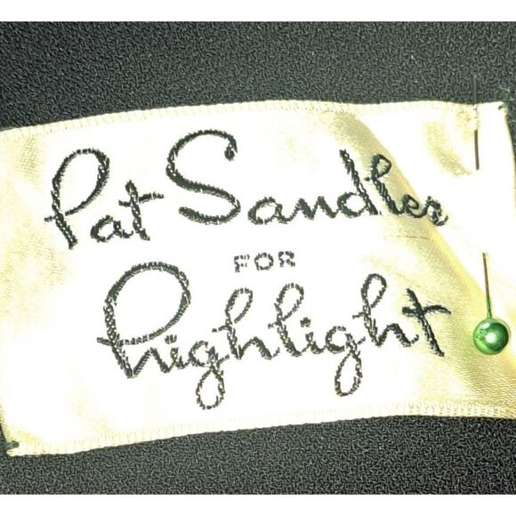 Pat Sandler For Highlight Dress Size 6 Black Beaded Collar 60s Couture LBD - Picture 10 of 11